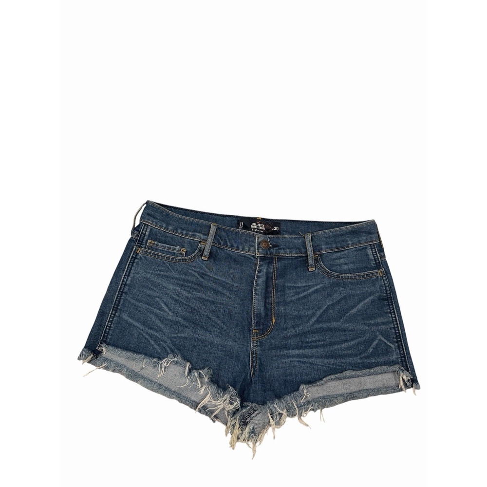 Women's High Rise Hollister Short Shorts, Medium Wash Size 11 Distressed